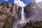 Scenic view at Upper Yosemite Falls from down below