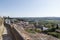 Scenic view of the valley from wall of fortress. White houses red tiled roofs Beautiful old town with medieval. Obidos village,