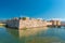 Scenic view of Venecian fortress Rio castle in Greece, near Rio-Antirio Bridge crossing Corinth Gulf strait, Peloponnese