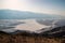 Scenic view from the viewpoint of Dante`s View, Dramatic landscape of southern Death Valley basin and Devil`s Golf Course