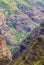 Scenic View of Waimea Canyon and waterfall on a hazy day, Kauai Island