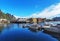 Scenic view of the waterfront harbor in Svolvaer in summer.