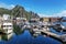 Scenic view of the waterfront harbor in Svolvaer in summer.