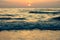 Scenic view of the waves of the Bay of Bengal along Marina Beach, Chennai, India