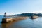 Scenic view of Whitby Pier in sunny autumn day.Whitby is a seaside town and port in North Yorkshire, UK. Its attraction as a