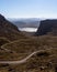 Scenic view of winding single track road Bealach na Ba through the mountains in Scottish Highlands