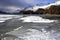 Scenic view of winter snow mountains landscape and frozen lake in the swiss Alps in Engadin