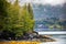 Scenic views of Gulf of Alaska coastline in fall from Whittier