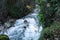 Scenic views of rapids of Aniene river near town of Subiaco, Italy