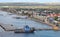 Scenic views of the town of Kralendijk, Bonaire seen from a cruise ship deck