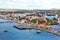 Scenic views of the town of Kralendijk, Bonaire seen from a cruise ship deck