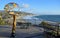 Scenic walkway viewing area with art work in Heisler Park, Laguna Beach, California.