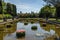 scenic water gardens with floating tulips at Parco Sigurta, Valleggio sul Mincio, Veneto, Italy