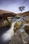 Scenic waterfall in moorland