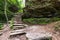 Scenic Waterfall in Ricketts Glen State Park in The Poconos in P