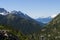 Scenic white capped mountains in Alaska