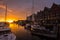 Scenic white night View Famous Bryggen street is a series of Hanseatic commercial buildings lining the eastern side of