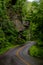 Scenic and Winding Asphalt Road - Red River Gorge Geological Area - Appalachian Mountains - Kentucky