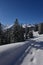 Scenic winter landscape with a mountain range covered in snow in Zurich, Switzerland