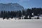 Scenic winter landscape with a mountain range covered in snow in Zurich, Switzerland