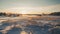 Scenic Winter Landscape: Snow Covered Field With Villagecore Aesthetic