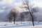 Scenic winter view of beautiful Plains of Abraham covered in snow