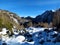 Scenic winter view of snow covered mountains above Krma valley