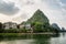 Scenic wooded karst mountains and the Li River in Guilin