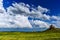 Scenic Wyoming landscape with blue sky and clouds