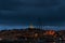 A scenics view of the city of Marseille, bouches-du-rhone, France at night with the old port i