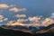 A scenics view of majestic snowy mountain summit (Les Orres) at golden hour, Hautes-alpes, France