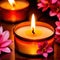 Scented candles with flowers, warm love glowing romantic celebration scene