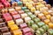 scented soap stall with samples at each height