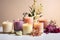 Scented spa candles setting: relaxation retreat