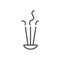 Scented Spa stick on holder. Incense sticks. Cosmetic procedure, yoga and aromatherapy. Vector outline icon isolated on