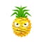 Sceptic pineapple face. Cute cartoon emoji character vector Illustration