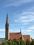 SCHAAN, LIECHTENSTEIN, JULY 6, 2021 Catholic church on a sunny day