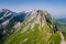 Schaefler Altenalptuerme mountain ridge swiss Alpstein alpine Appenzell Innerrhoden Switzerland,steep ridge of the
