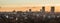 Schaerbeek, Brussels Belgium - Panoramic view of the Brussels skyline at dusk taken from the Saint Susanna catholic church