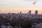 Schaerbeek, Brussels Belgium - Panoramic view of the Brussels skyline at dusk taken from the Saint Susanna catholic church