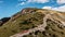 Schafbergbahn Cog Railway running from St. Wolfgang up the Schafberg, Austria.Journey to the top of Alps through lush fields and