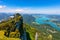 Schafberges aufgenommen, Mountain landscape in Salzkammergut, Upper Austria. View from Schafberg peak to Mondsee, Austria.