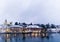 Schaffhausen, SH, Switzerland / 5 January, 2019: panorama view of the river Rhine and the city of Schaffhausen in winter