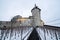 Schaffhausen, SH / Switzerland - January 5, 2019: Munot Castle and vineyards in Schaffhausen covered in snow in deep winter