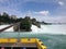 Schaffhausen, Switzerland - 13 July 2015: tourist boat approaching the Rhine waterfalls