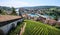 Schaffhausen, Switzerland. Panoramic view of the old town, Munot fortress overlooking Rhine River.