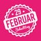 Schalttag 29 Februar Stempel German white on a pink background.