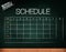 Schedule on chalkboard