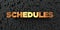 Schedules - Gold text on black background - 3D rendered royalty free stock picture