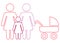 A schematic depiction of a family couple of lesbian women with children